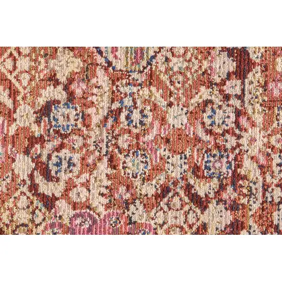 Red and Pink Oriental Power Loom Area Rug Photo 4