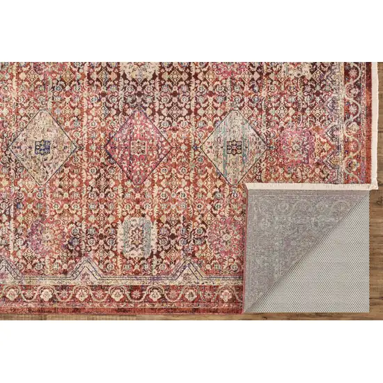 Red and Pink Oriental Power Loom Area Rug Photo 6