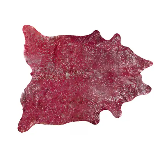 Red and Silver Cowhide Hand Knotted Area Rug Photo 3