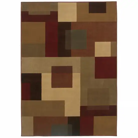 Red and Tan Geometric Area Rug Photo 5