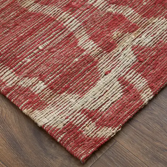 Red and Tan Geometric Hand Woven Area Rug Photo 9