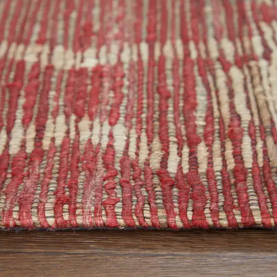 Red and Tan Geometric Hand Woven Area Rug Photo 4