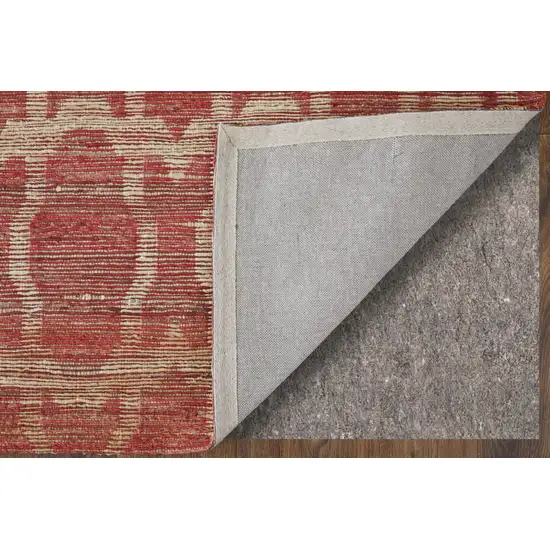 Red and Tan Geometric Hand Woven Area Rug Photo 8