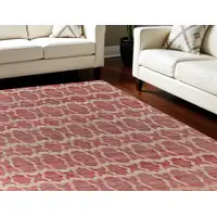 Photo of Red and Tan Geometric Hand Woven Area Rug