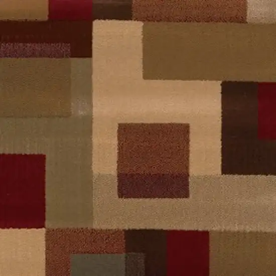 Red and Tan Geometric Runner Rug Photo 2