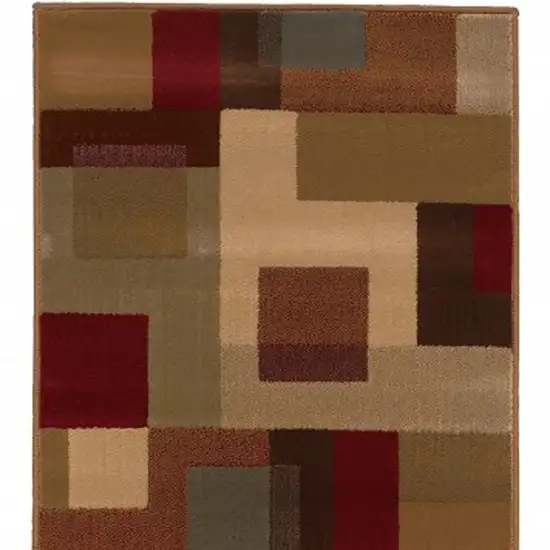 Red and Tan Geometric Runner Rug Photo 3