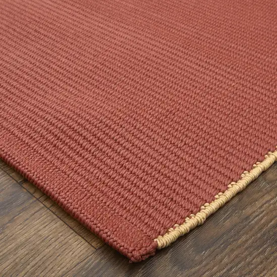 Red and Tan Hand Woven Area Rug Photo 7