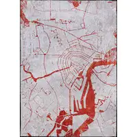 Photo of Red and White Abstract Non Skid Area Rug