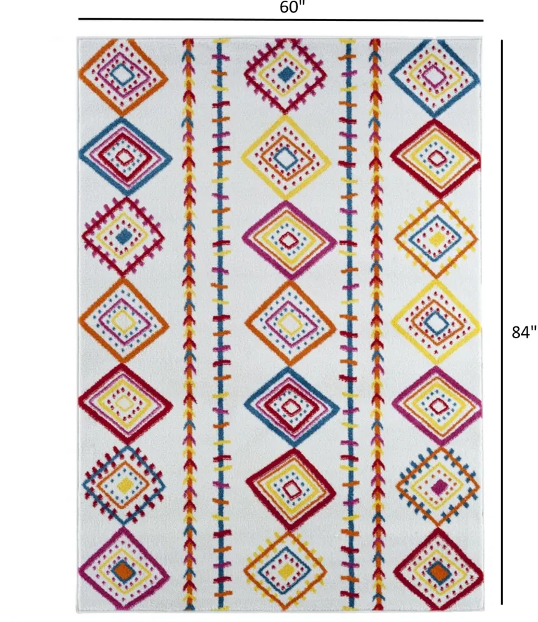 Red and White Diamonds Array Area Rug Photo 3