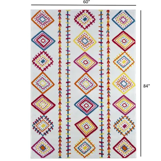 Red and White Diamonds Array Area Rug Photo 3