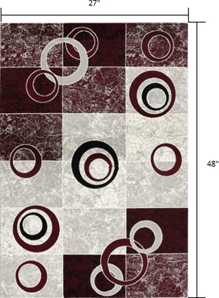 Red and White Inverse Circles Area Rug Photo 2