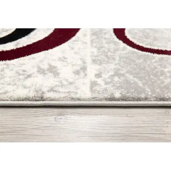 Red and White Inverse Circles Area Rug Photo 5