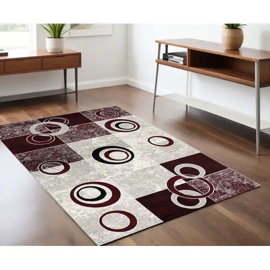 Red Abstract Power Loom Area Rug Photo 1