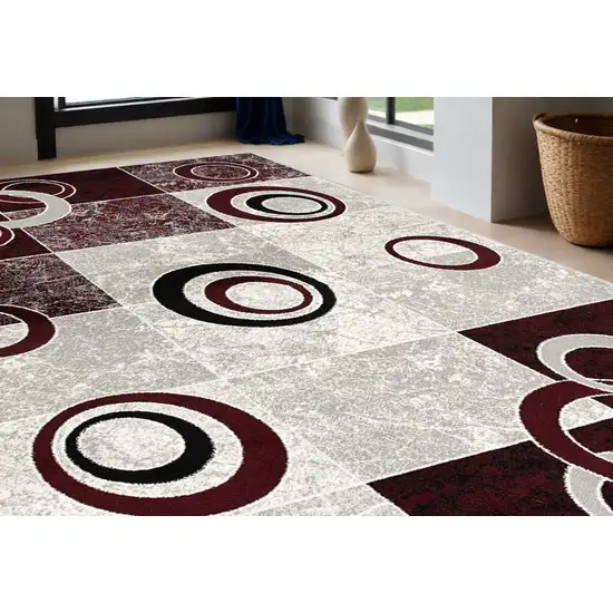 Red Abstract Dhurrie Area Rug Photo 1