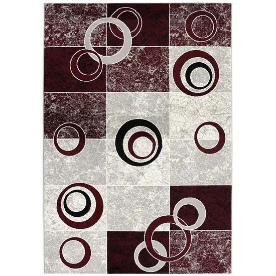 Red and White Inverse Circles Area Rug Photo 1