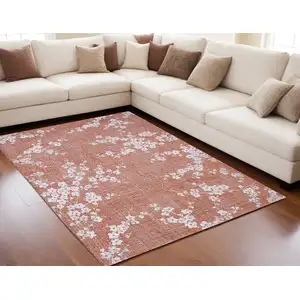 Photo of Red and White Oriental Non Skid Area Rug