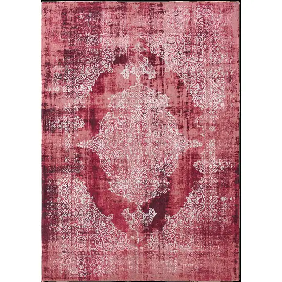 Red and White Oriental Non Skid Area Rug Photo 2