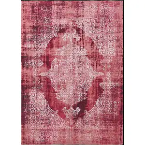 Photo of Red and White Oriental Non Skid Area Rug