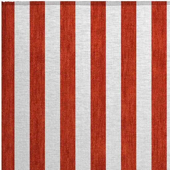 Red and White Striped Washable Non Skid Indoor Outdoor Area Rug Photo 7