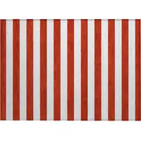 Photo of Red and White Striped Washable Non Skid Indoor Outdoor Area Rug