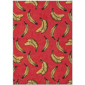 Photo of Red and Yellow Abstract Non Skid Area Rug