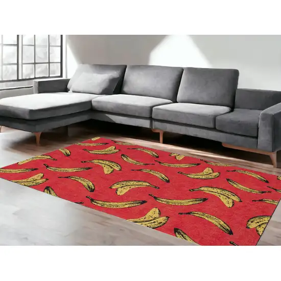 Red and Yellow Abstract Non Skid Area Rug Photo 1