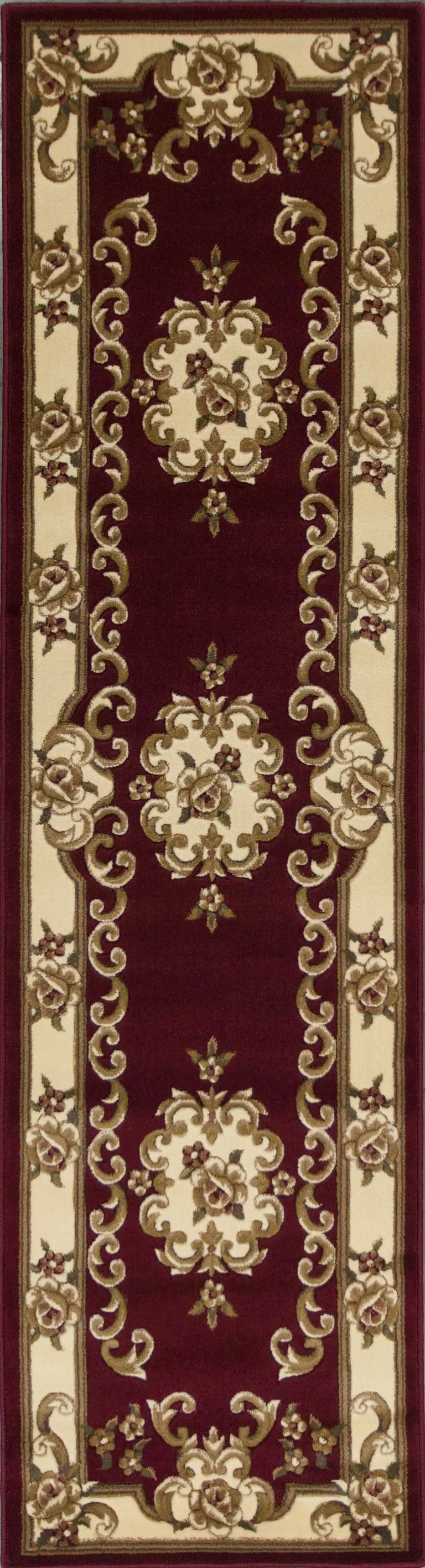 Red or Ivory Medallion Runner Rug Photo 1