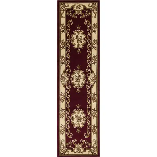 Red or Ivory Medallion Runner Rug Photo 1