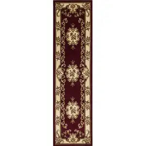 Photo of Red or Ivory Medallion Runner Rug