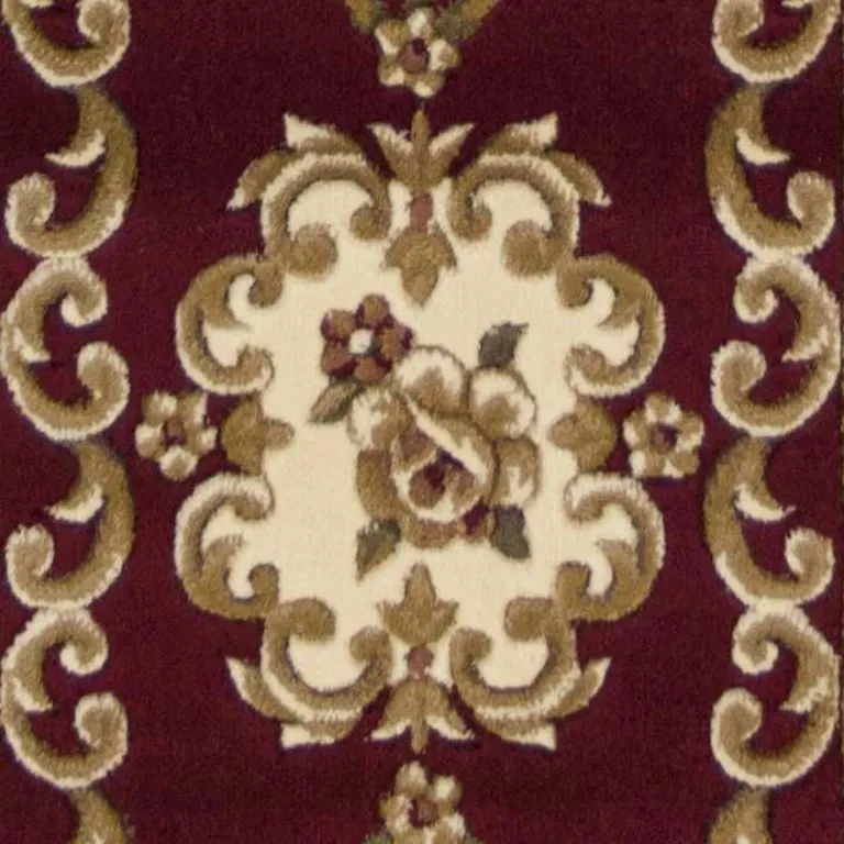 Red or Ivory Medallion Runner Rug Photo 3