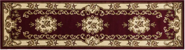 Red or Ivory Medallion Runner Rug Photo 2