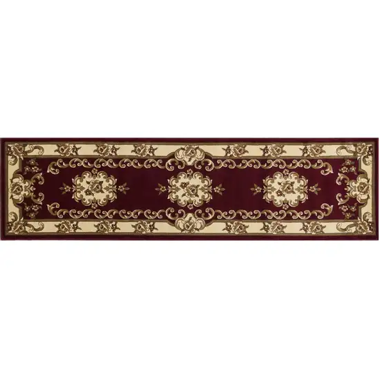 Red or Ivory Medallion Runner Rug Photo 2