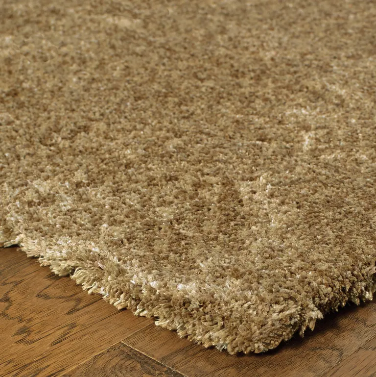 Rich Gold Shag Tufted Handmade Stain Resistant Area Rug Photo 3