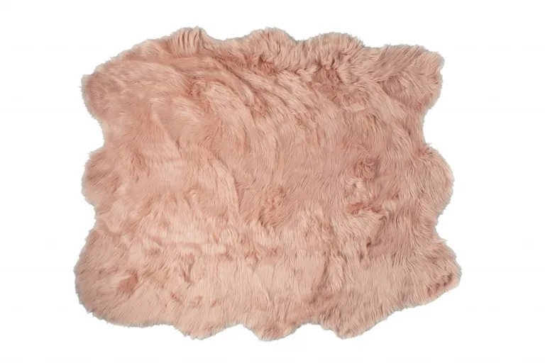 Rose Pink Faux Sheepskin Non Skid Area Rug Photo 3