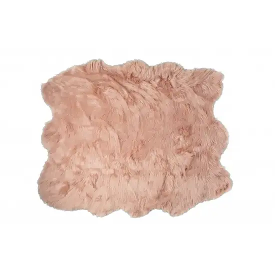 Rose Pink Faux Sheepskin Non Skid Area Rug Photo 3