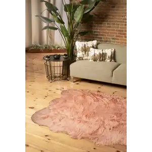 Photo of Rose Pink Faux Sheepskin Non Skid Area Rug