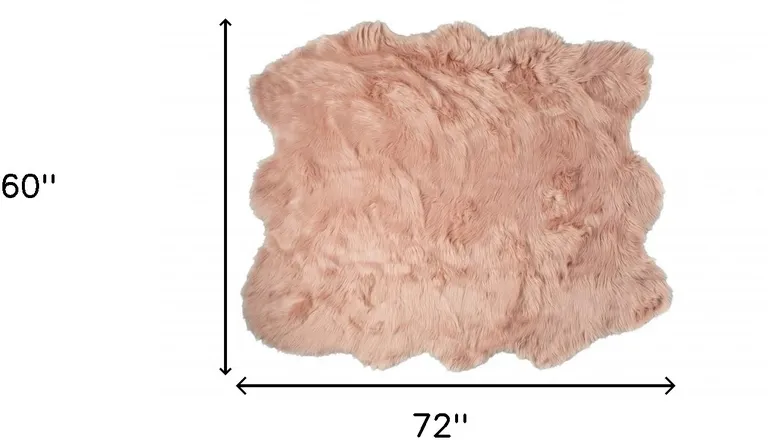 Rose Pink Faux Sheepskin Non Skid Area Rug Photo 4