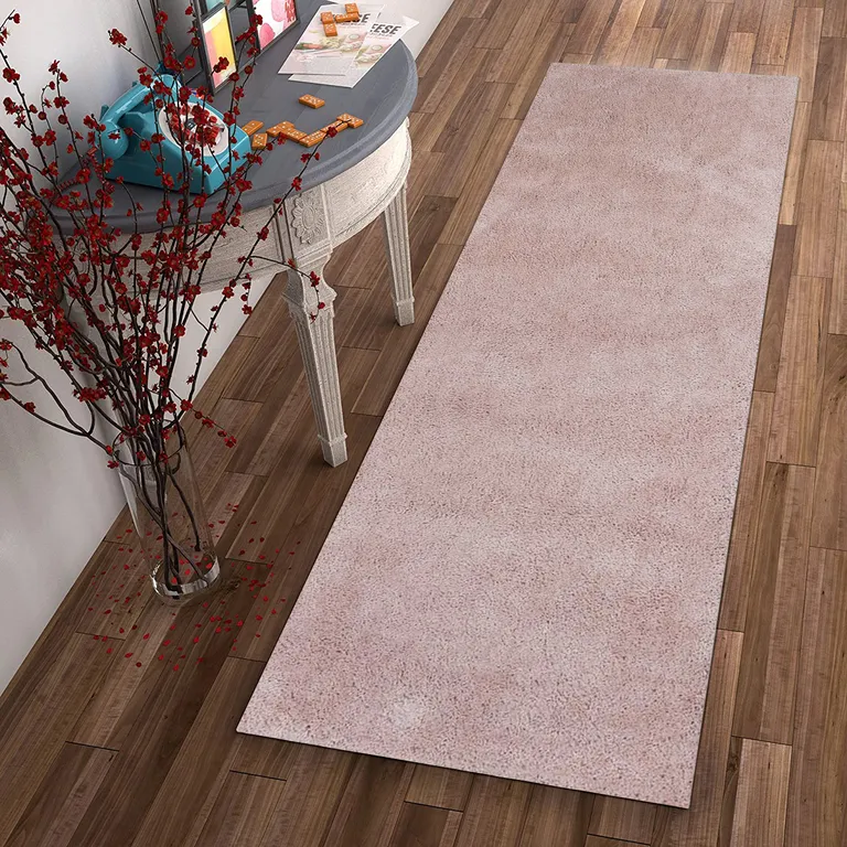 Rose Pink Indoor Shag Runner Rug Photo 3