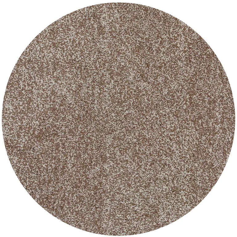 Round Beige Heather Plain Indoor Area Rug Photo 3