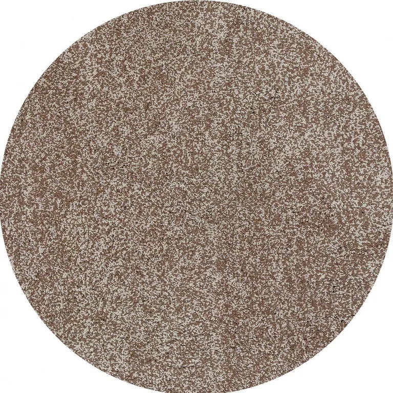 Round Beige Heather Plain Indoor Area Rug Photo 4