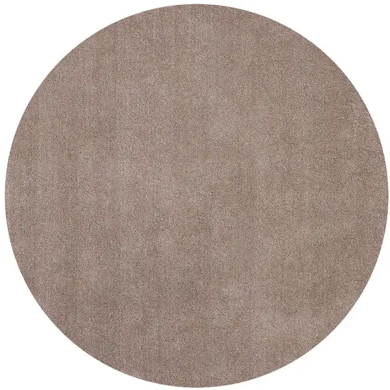 Round Beige Plain Indoor Area Rug Photo 4