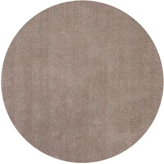 Round Beige Plain Indoor Area Rug Photo 1