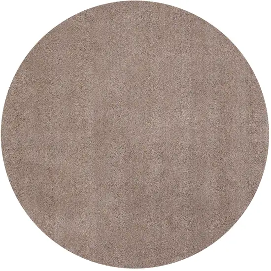 Round Beige Plain Indoor Area Rug Photo 3