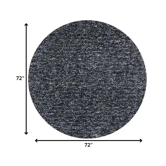 Round Black Heather Plain Indoor Area Rug Photo 2