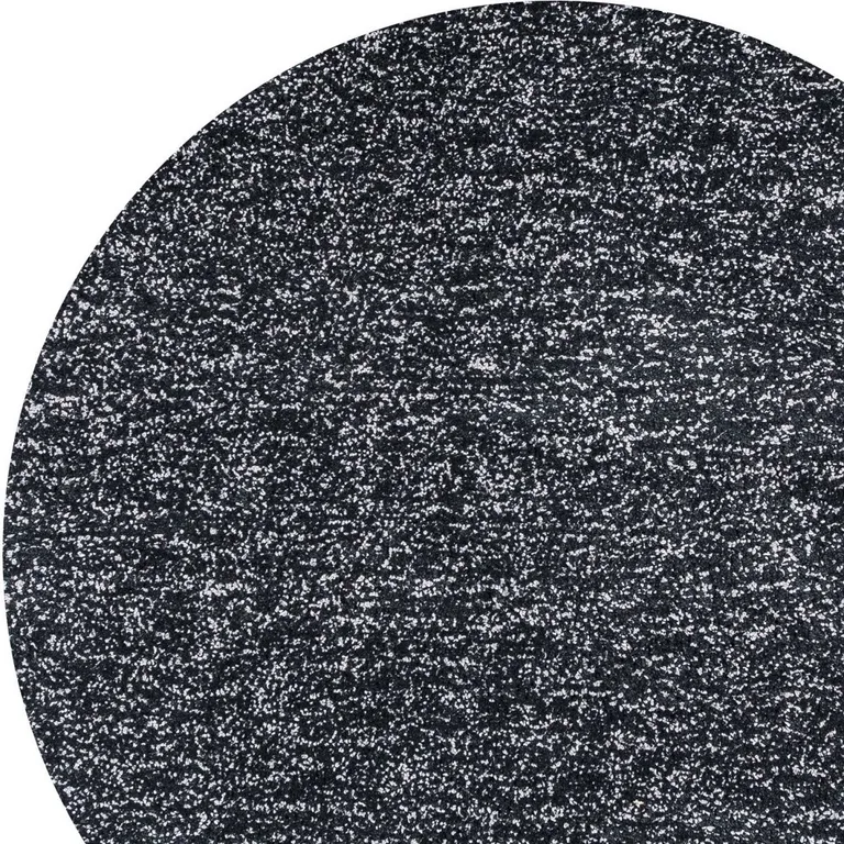 Round Black Heather Plain Indoor Area Rug Photo 5