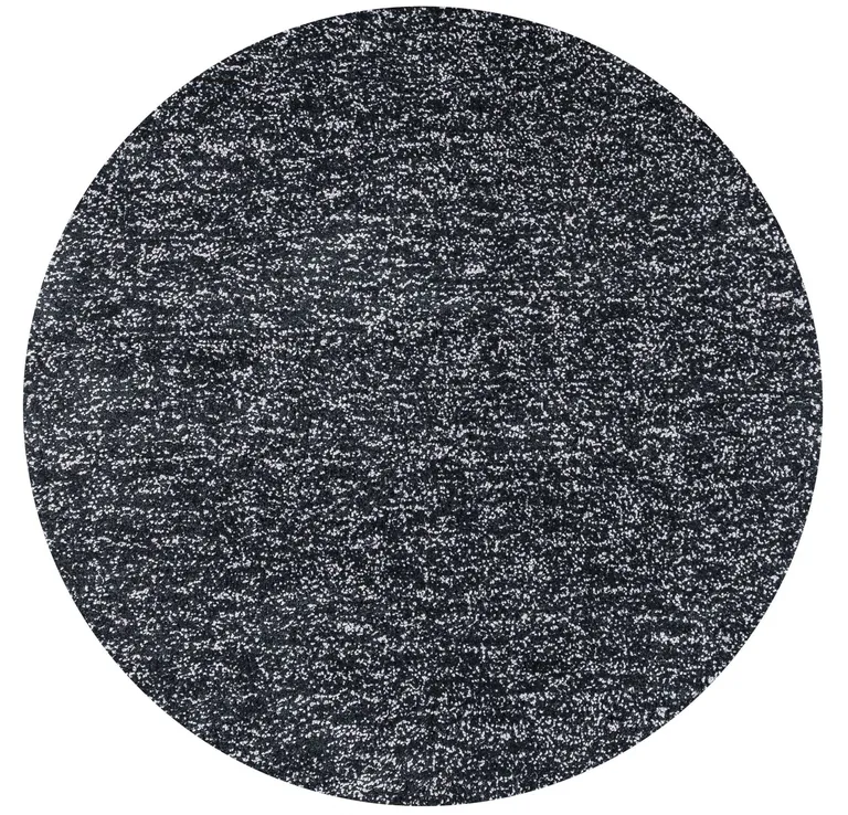 Round Black Heather Plain Indoor Area Rug Photo 3