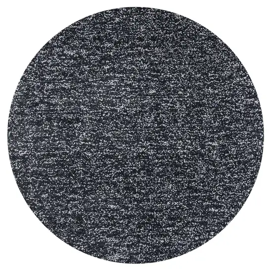 Round Black Heather Plain Indoor Area Rug Photo 3