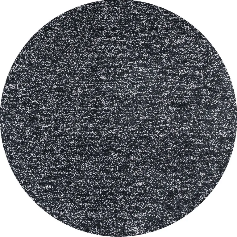 Round Black Heather Plain Indoor Area Rug Photo 4