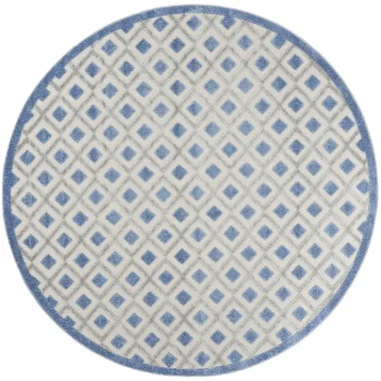 Round Blue and Gray Indoor Outdoor Area Rug Photo 1