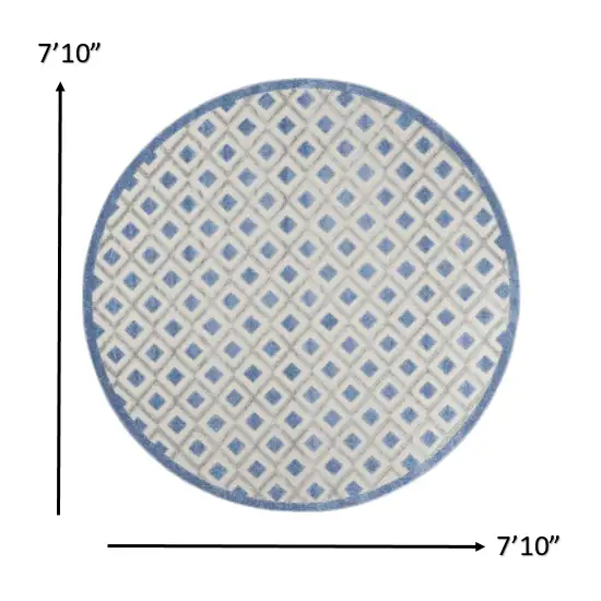 Round Blue and Gray Indoor Outdoor Area Rug Photo 4